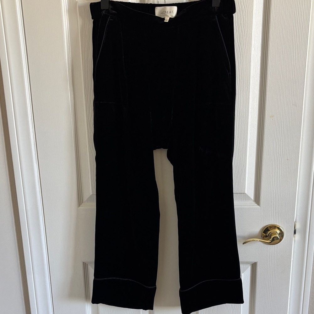 THE GREAT. Black Velvet Pull-On Pants